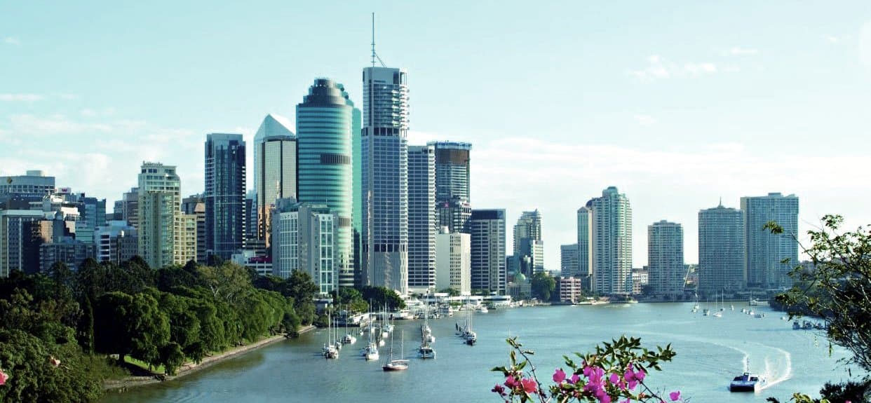 Brisbane city skyline under a clear sky